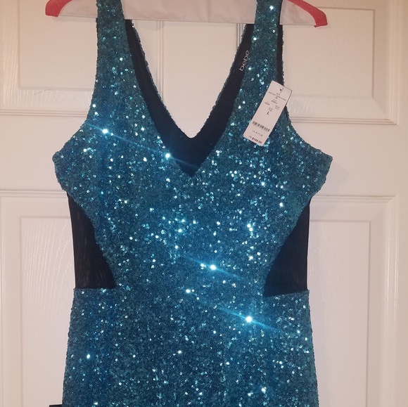 bebe Dresses & Skirts - Blue Sequin Dress
